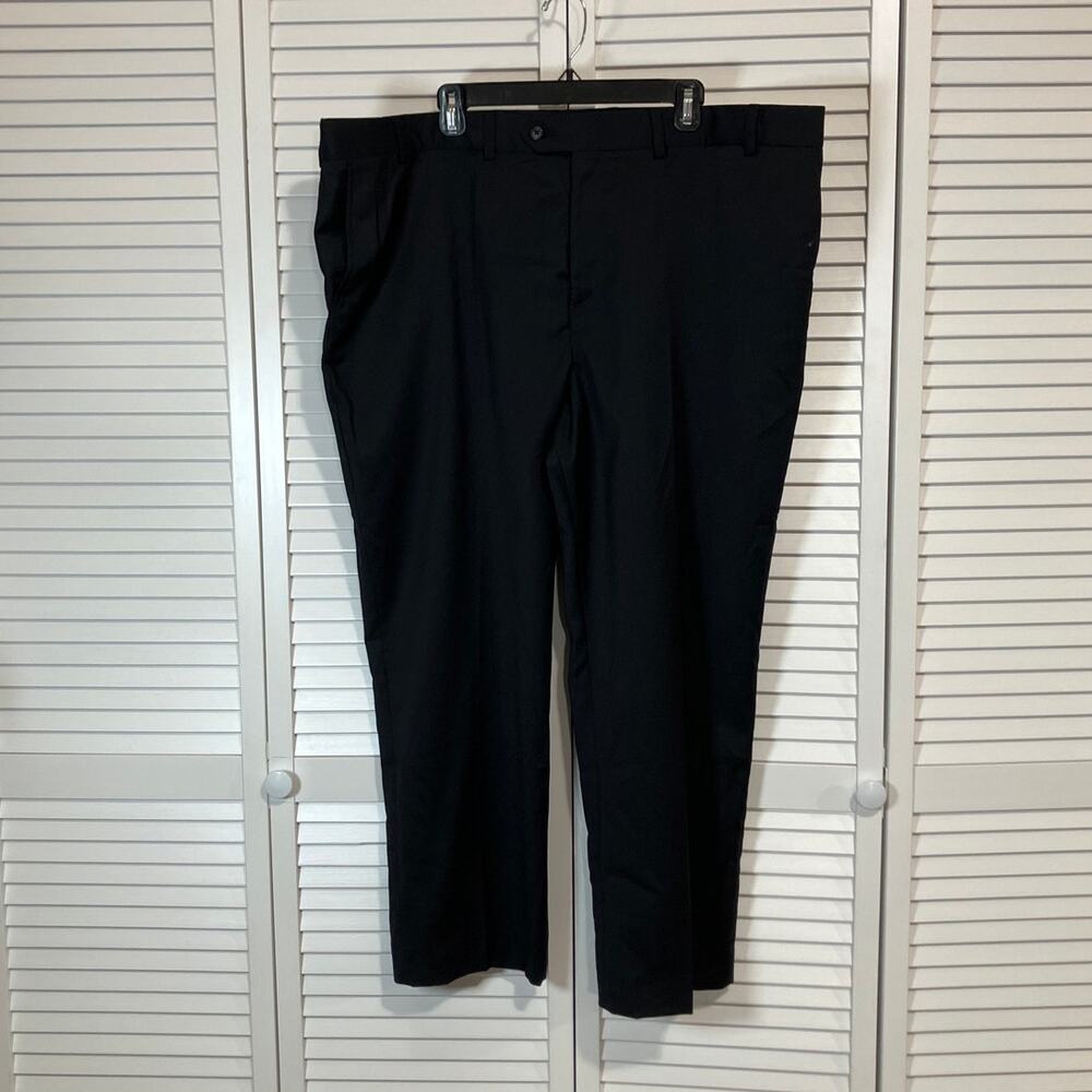 NWT Edwards Redwood & Ross Black Flat Front Wool Blend Suit Pants Men 46 x 29
